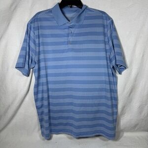 Nike Golf Tour Performance Polo Shirt Dri Fit Collared Short Sleeve Striped Sz L